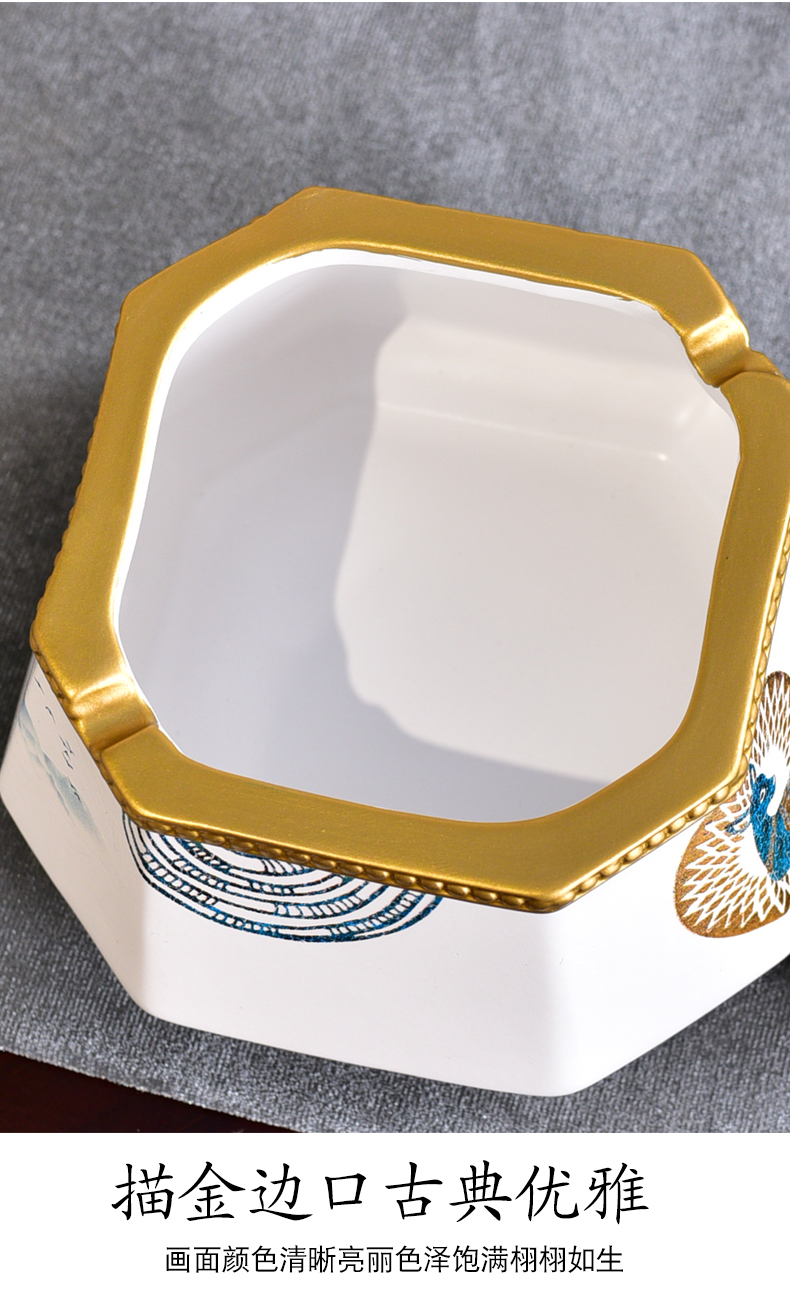 Creative ashtray with cover ceramic prevent fly ash American home sitting room move trend, multi - function store content box