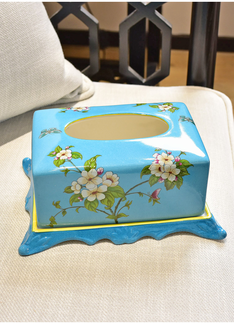 Europe type restoring ancient ways of new Chinese style dining - room sitting room tea table as ceramic pump cartons American household adornment tissue box furnishing articles