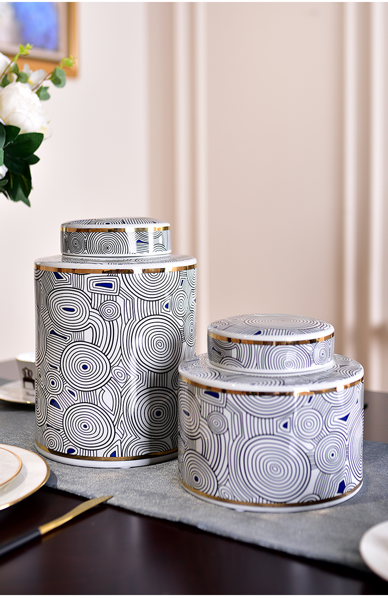 American creative ceramic vase of new Chinese style household light key-2 luxury furnishing articles, the sitting room porch TV ark, to receive a vase decoration