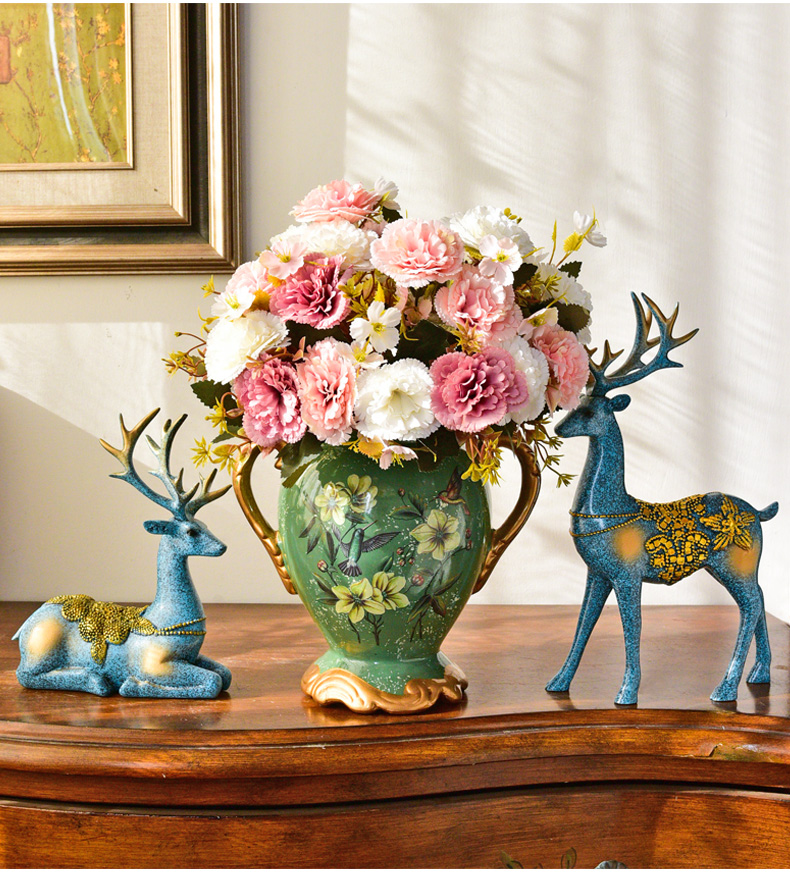 Ou porch creative deer furnishing articles American TV ark, wine sitting room adornment ceramic vases, flower arrangement suits for