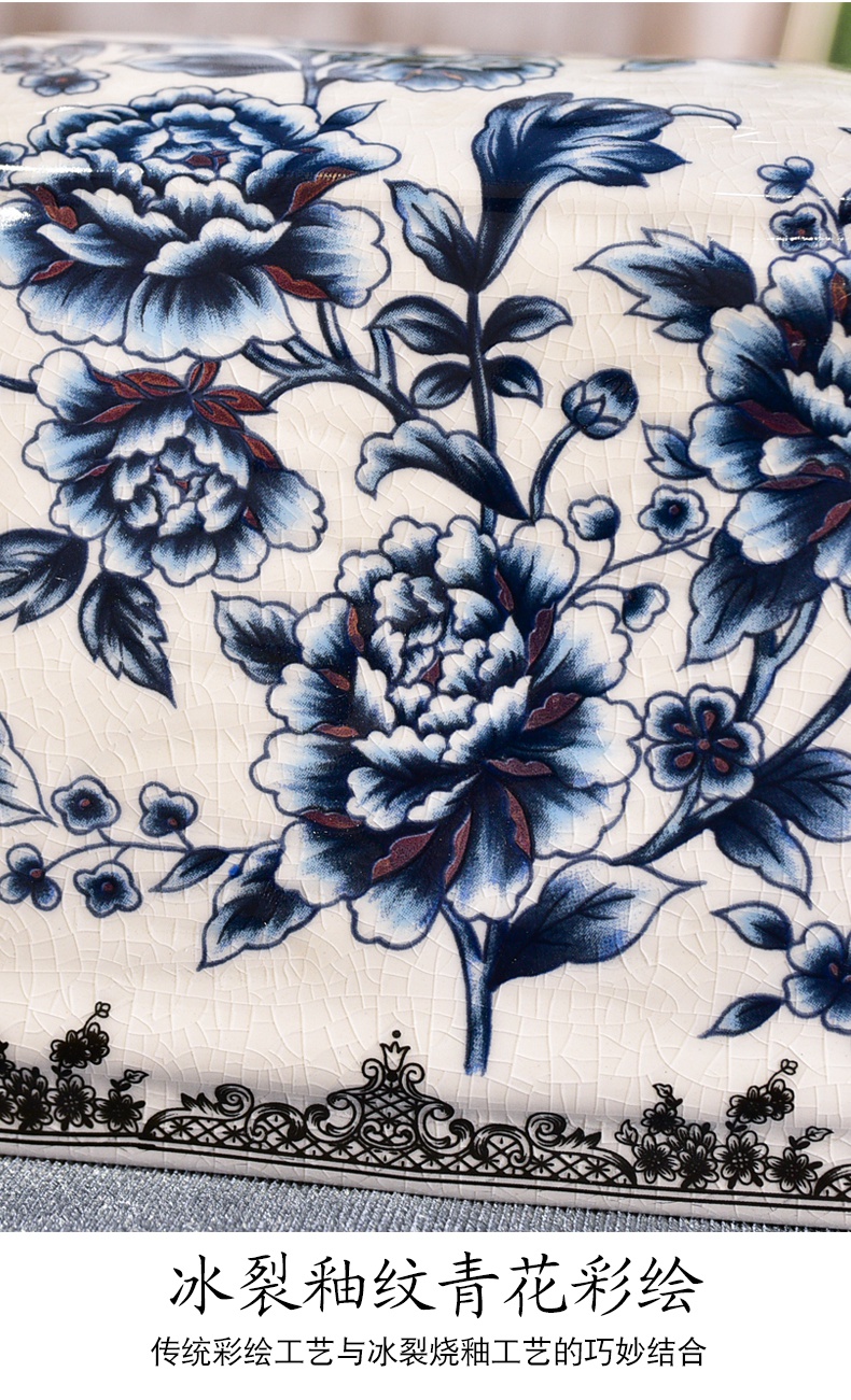 American blue - and - white ceramics tissue boxes sitting room tea table of the new Chinese style restoring ancient ways restaurant household paper napkin box furnishing articles