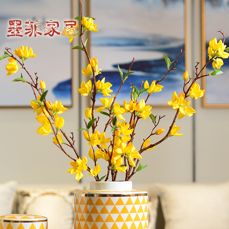 Jasmine simulation floral art living room table setting flower TV cabinet vase flower arrangement fake flower silk flower dry flower decoration decoration decoration