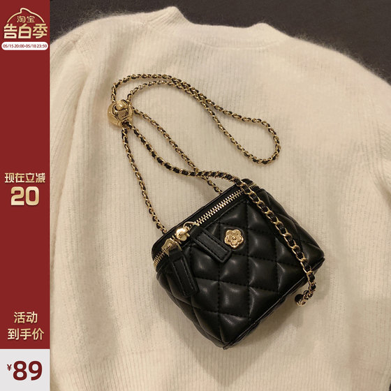 Nanfeng Shop Secret Garden 동백 다이아몬드 체인 박스 소형 가방 여성 겨울 미니 숄더 크로스 바디 백
