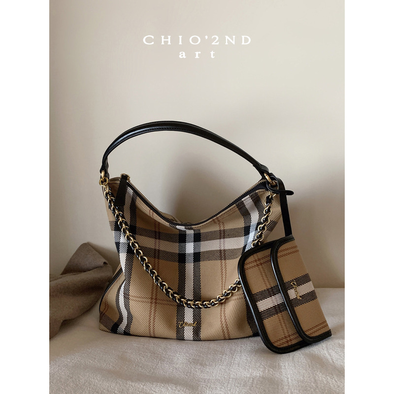 Nanfeng Chio2Nd Casual Plaid Tote Bag for Women, Retro British Style Commuter Large Bag, Single Shoulder Crossbody Bag Nanfeng Chio2Nd Casual Plaid Tote Bag for Women, Retro British Style Commuter Large Bag, Single Shoulder Crossbody Bag