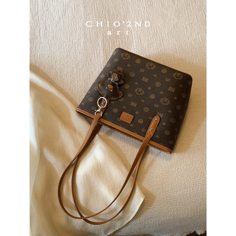Nanfeng Chio2Nd Bread Puppy Merlot Overture Tote Bag Women's Retro Cute Printed Shoulder Bag