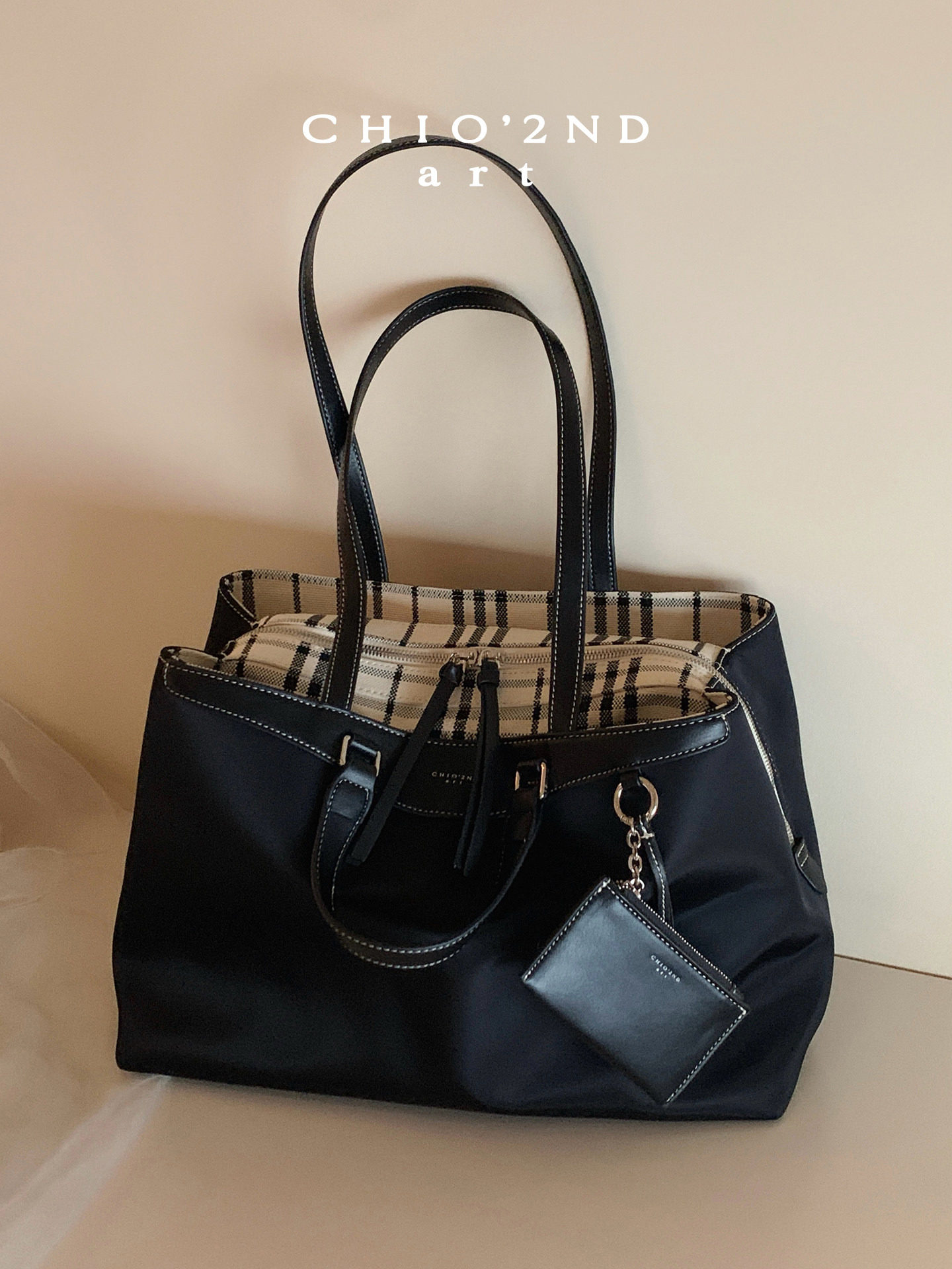 Nanfeng Chio2Nd Yiyu Series Tote Bag Women's Large-Capacity Textured Black Commuter Bag Hand-Held Shoulder Bag