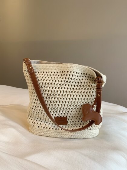 南风Chio2nd 假日游园水桶包包女春夏慵懒风沙滩编织包单肩斜挎包