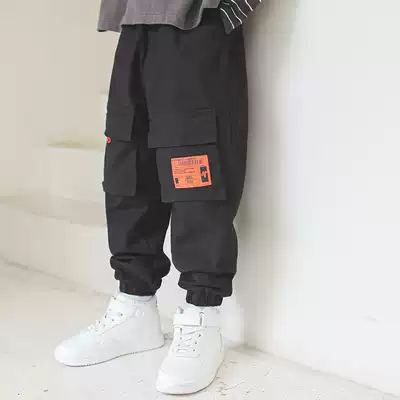 Boys sports pants casual overalls pants spring and autumn children's suits 2021 autumn clothes New Tide bombing Street Boys