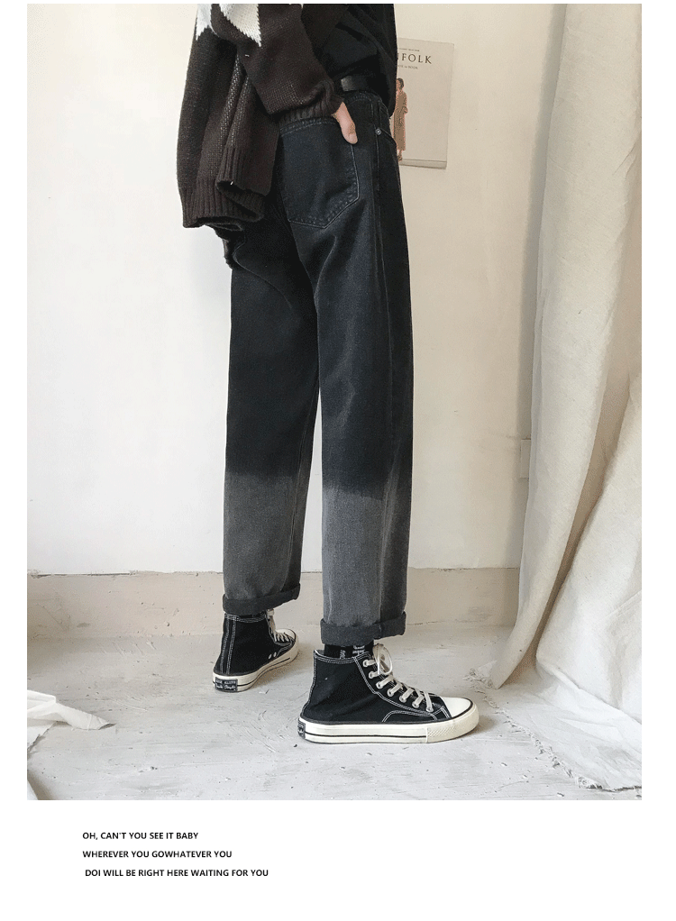 Tide shop 2018 thu đông phiên bản Hàn Quốc mới của xu hướng quần jeans nam hoang dã gradient chín điểm quần áo nam