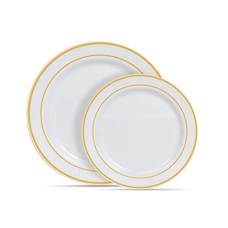 Disposable Hard Plastic Imitation Porcelain Silver-Edged Western-Style Dinner Plates for Christmas Parties, Steak Plates, Cake Plates, and Dinner Plates Disposable Hard Plastic Imitation Porcelain Silver-Edged Western-Style Dinner Plates for Christmas Parties, Steak Plates, Cake Plates, and Dinner Plates