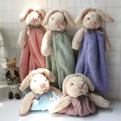 Hanging kitchen towel cartoon rabbit absorbent household towel soft coral velvet children's hand towel S168