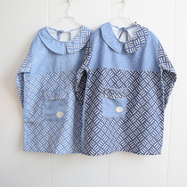 Cotton linen apron gown long sleeve female fashion home kitchen waterproof and oil-proof apron spring and autumn cute work clothes Korean version