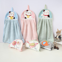 Cartoon hanging absorbent hand towel comic flute kitchen bathroom children home cute Korean face towel towel