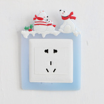 Snowman cartoon switch sticker paste-free childrens room switch socket decorative sleeve dust jacket can be washed and reused