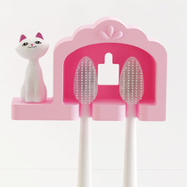 Toothbrush holder Cat double non-perforated incognito sticker Creative bathroom couple toothbrush hanging strong suction cup tooth hanger