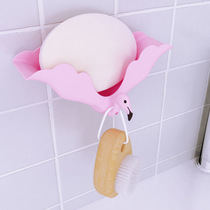 Flamingo Soap Rack New Powerful Traceless Sticky Hook Finishing Storage Shelf Bathroom Supplies Soap Box C4