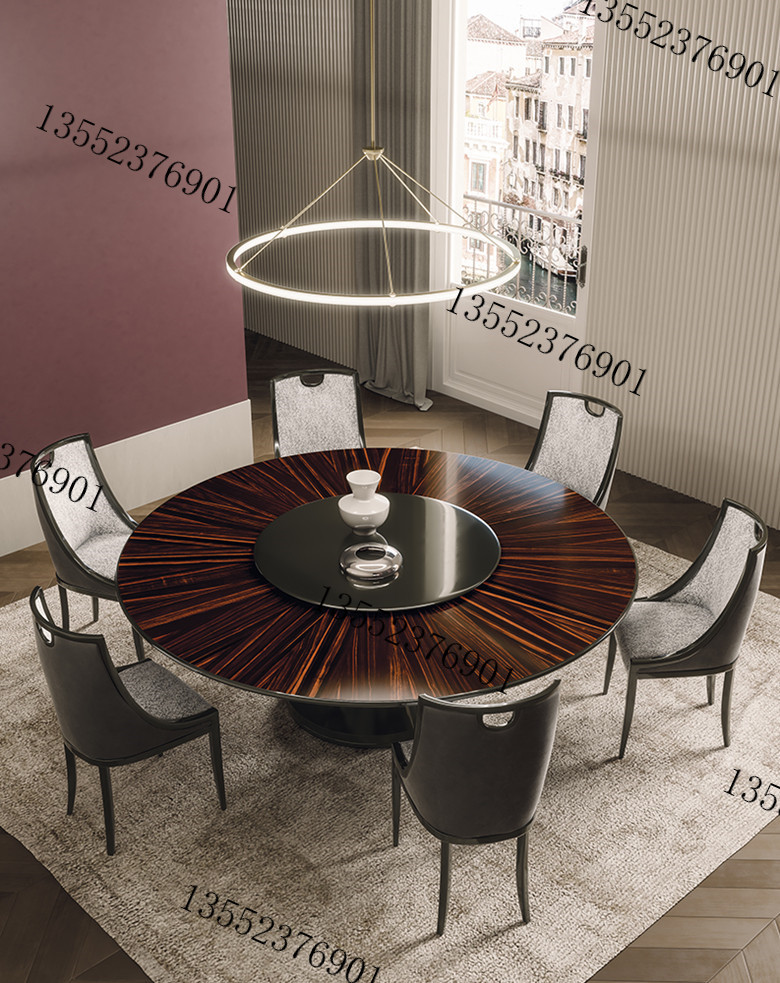 Villa small electric dining table furniture custom restaurant combination dining table and chair diameter 2 meters official standard