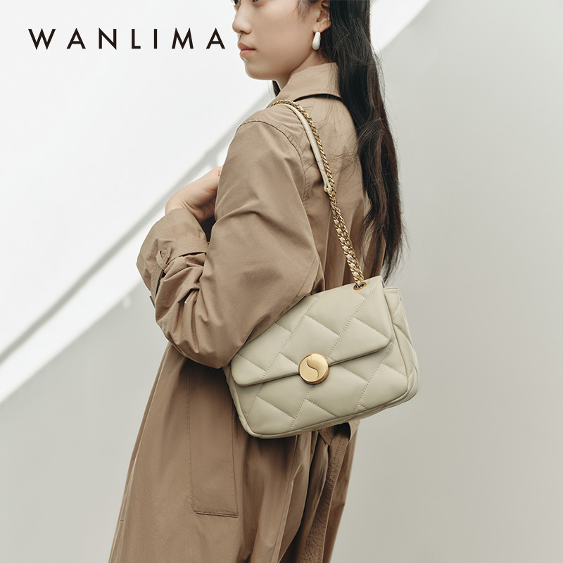 【Kashmir Sheepskin】【Super Little Sun】Wanlima Single Shoulder Crossbody Chain Bag Commuting Small Square Bag 【Kashmir Sheepskin】【Super Little Sun】Wanlima Single Shoulder Crossbody Chain Bag Commuting Small Square Bag
