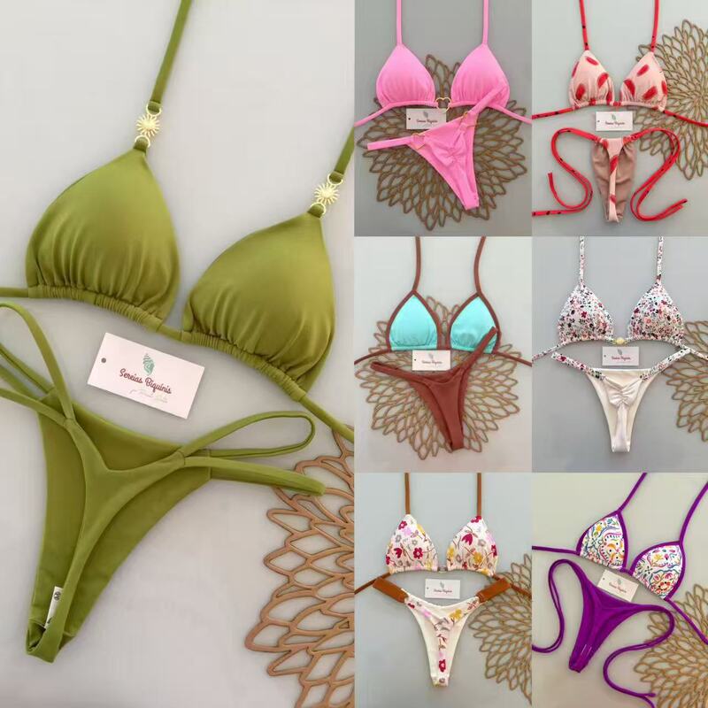 New European and American Style Amazon Sexy Bikini Cross-Border Three-Point Style Hot Spring Vacation Surfing High-End Swimwear for Women