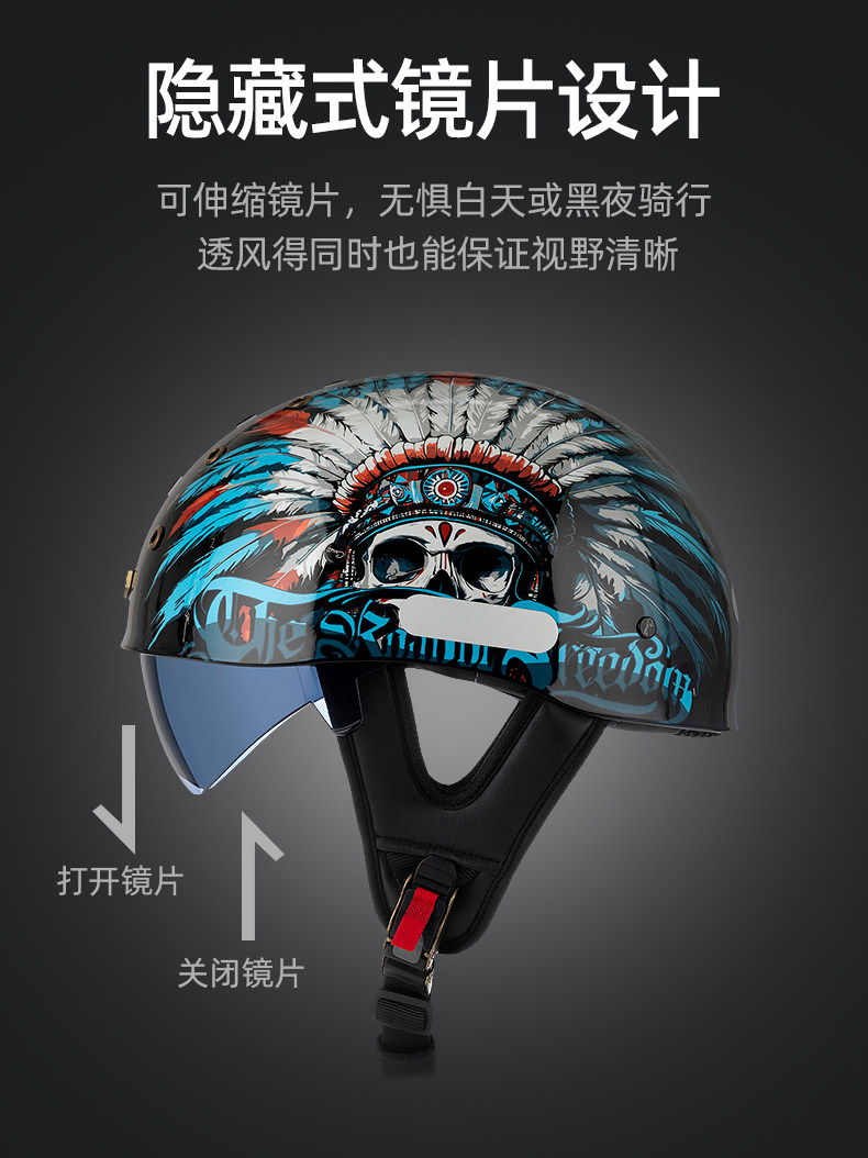 Hot-Selling Motorcycle Summer Retro Half Helmet Breathable Helmet Electric Vehicle Ultra-Light Cruiser Helmet 3C Certified Unisex Helmet