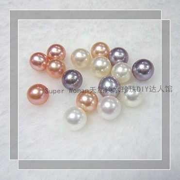 DIY8.5-9mm Natural Freshwater Pearl Round Naked Bead Bead Beads Basic Flawless Half Hole Full Hole