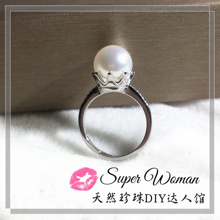 DIY Pearl Ring Accessories 925 Sterling Silver Gold Plated Zircon Multi-Prong Ring Setting CJ28