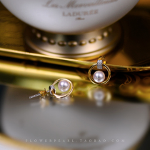 Huatian Serenade 18K gold two-color rotating circle Japanese Aurora Akoya sea pearl diamond earrings