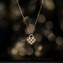 Flower Field Weaving Heart Japanese Aurora akoya Sea Pearl Tanabata Diamond Love Heart Pendant Necklace choker