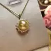 Natural color extremely bright Nanyang gold beads Natural sea pearl pendant K gold small sun flower zirconium diamond edging pendant