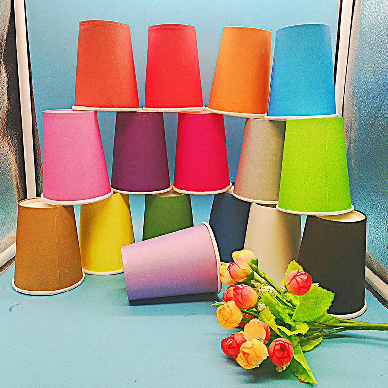 Disposable color paper cup painting kindergarten early education art children creative solid color handmade paper cup paste toys