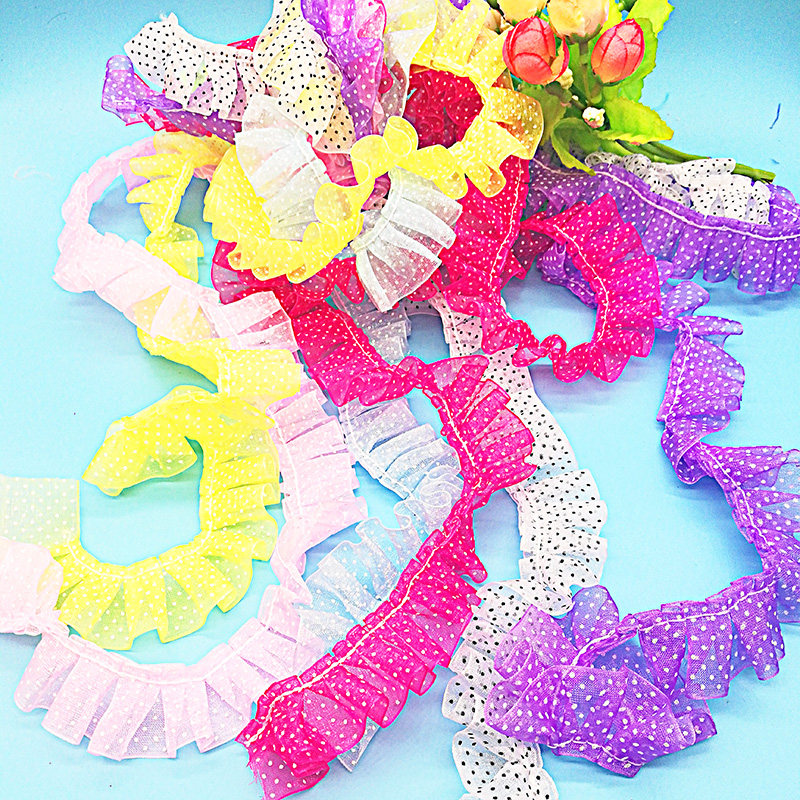 2 5cm dot fine edge yarn belt kindergarten handmade DIY confused doll pleated skirt ornaments handicraft accessories