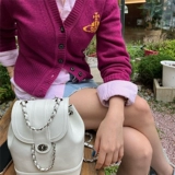 Кожаная цепь, ретро сумка на одно плечо, рюкзак, Южная Корея, в стиле Шанель, на цепочке