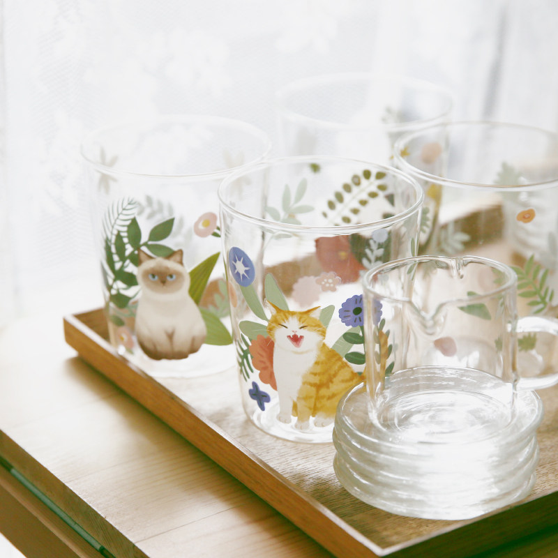 Glutinous rice porcelain) National instrument Miaoji Cat glass super cute teacup Water cup can not be dishwasher