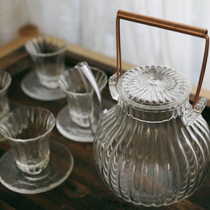 Glutinous rice porcelain national heat-resistant glass teapot Flower Cup Japanese kettle tote pot kung fu tea set