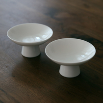 Glutinous rice porcelain) National Jade mud high foot snack plate small dish saucer fruit small dish