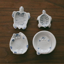 Glutinous rice porcelain) Japanese imported cute cat sauce plate grinding small dish turtle bean