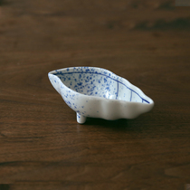 Glutinous rice porcelain) national blue dye conch small dish sauce table table storage small dish