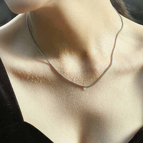 Цепочка из змеиной кости, серебро 999 пробы, женская простая тонкая цепочка на шею, темпераментная цепочка на ключицу, легкая роскошная ниша, простая цепочка без подвески