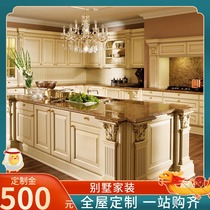 Le Tao Amoy solid wood custom European overall cabinet custom quartz stone countertop open kitchen corner combination cabinet