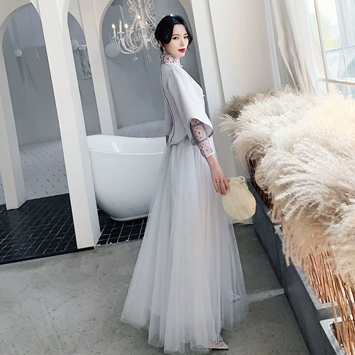 Летнее платье подружки невесты, летний длинный лонгслив, китайский стиль, по фигуре