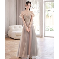 Розово-фиолетовый, сиреневый, длинный, открытые плечи