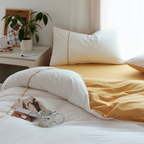 Summer Wash Cotton Four Piece Set 100% Cotton Simple Japanese Ins Bed Sheet Duvet Cover Dorm Bedding 4