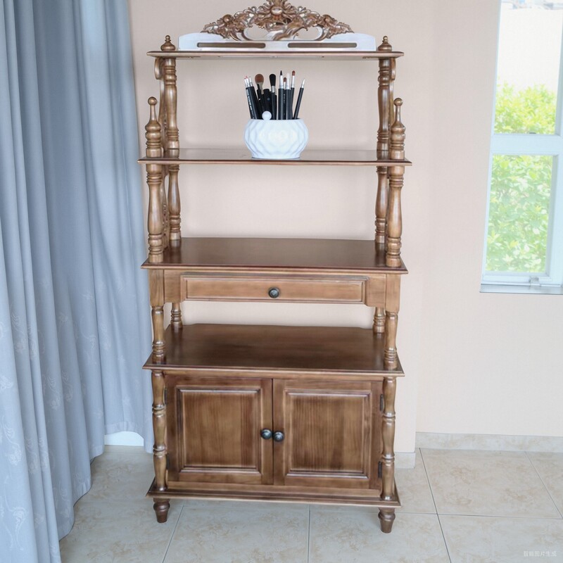Multi-Layer Cabinet American-Style Antique Storage Bookshelf European-Style Solid Wood Floor-Standing Storage Rack Living Room Storage Wine Cabinet Display Shelf Multi-Layer Cabinet American-Style Antique Storage Bookshelf European-Style Solid Wood Floor-Standing Storage Rack Living Room Storage Wine Cabinet Display Shelf