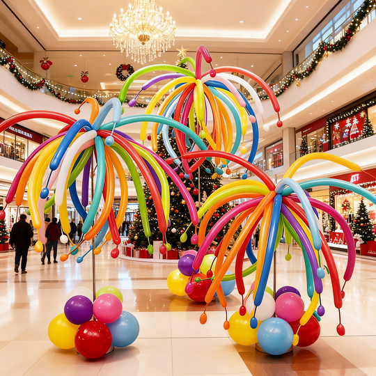 New Year's Christmas New Year's Day fireworks long balloon atmosphere decoration column shopping mall shop school opening layout
