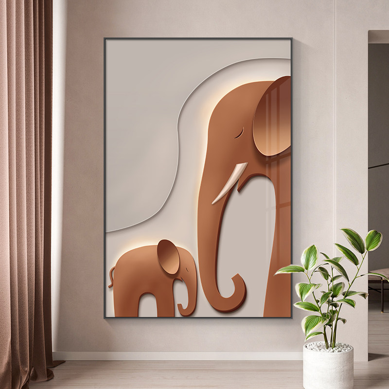 Modern light luxury porch decorative painting three-dimensional elephant corridor corridor hanging painting simple atmosphere living room large floor painting