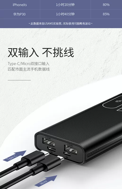 Youshengshi 10000mAh điện thoại di động sạc kho báu máy tính bảng phổ thông công suất lớn điện di động sạc nhanh hai cổng - Ngân hàng điện thoại di động