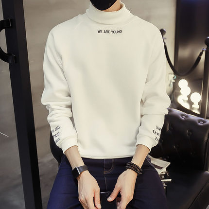 秋冬季卫衣长袖T恤男ins韩版高领衣服加绒加厚