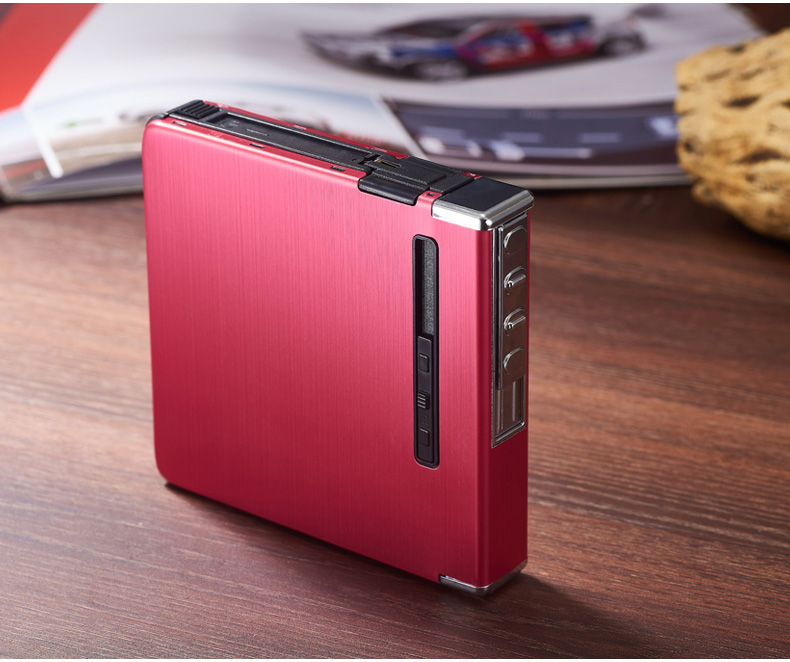 Hộp đựng thuốc lá tự động 20 que bật lửa chống áp suất với sạc USB nhẹ hơn thuốc lá điện tử bật lửa - Bật lửa bật lửa điện tử