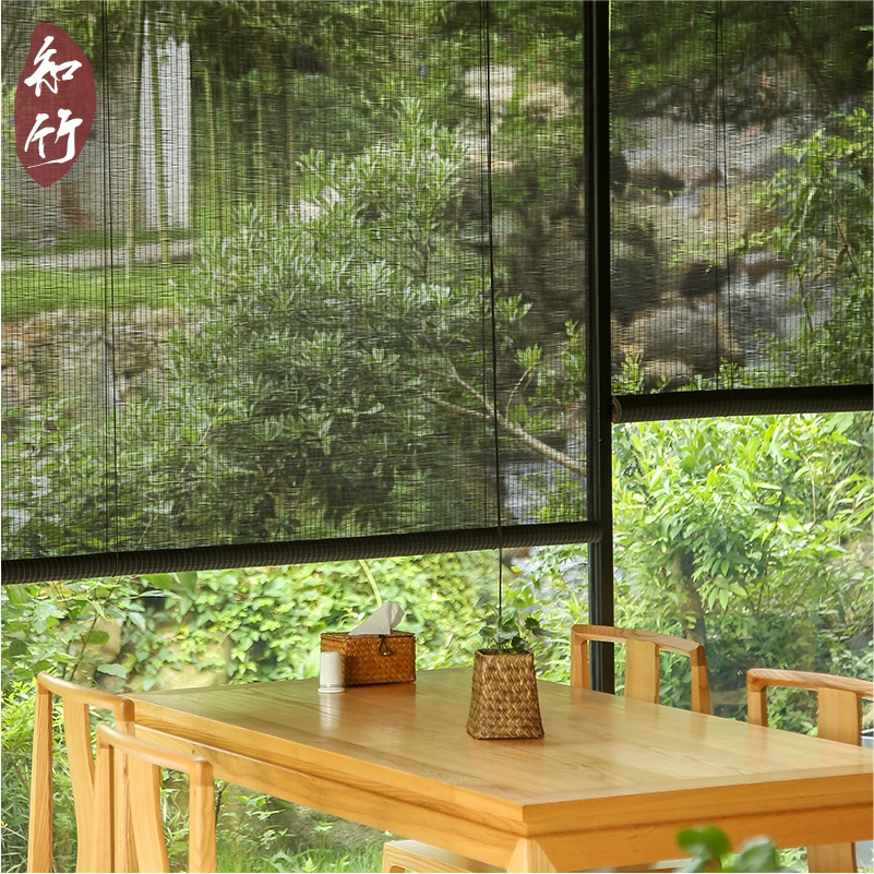 Customized bamboo curtain curtain rolling curtain partition shading sunscreen heat lifting Chinese style Japanese retro Zen office balcony