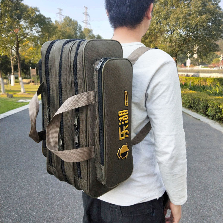 Lehu 50 60 70cm Thickened Sea Rod Bag Triple Double Shoulder Short Section Small Rod Bag Fishing Rod Large Capacity Metal Pull Chain